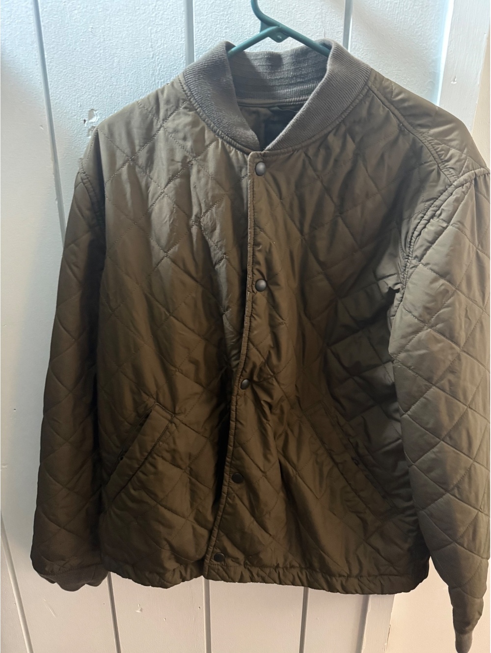 Banana Republic Mens Large Olive Green Quilted Bomber Snap Jacket Liner L